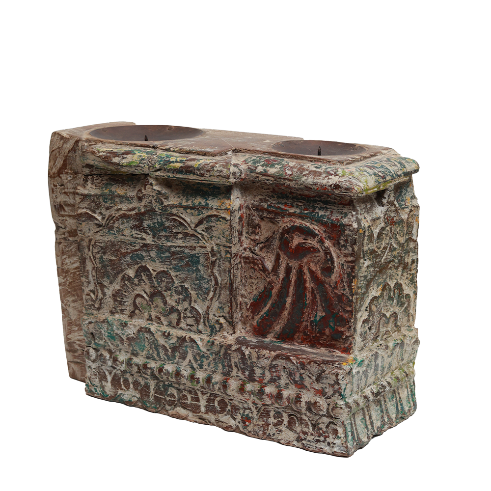 Nalanda Carved Candle Stand for 2