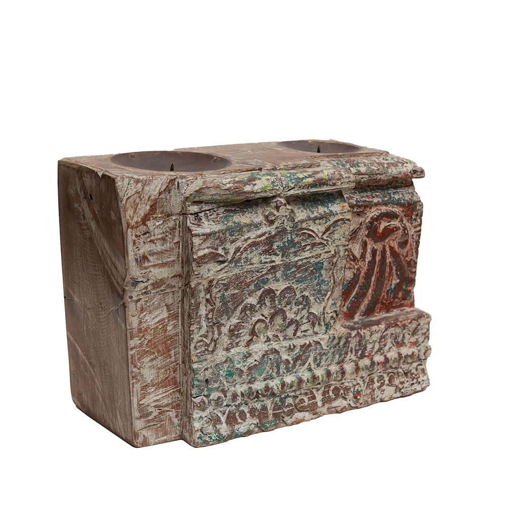 Nalanda Carved Candle Stand for 2