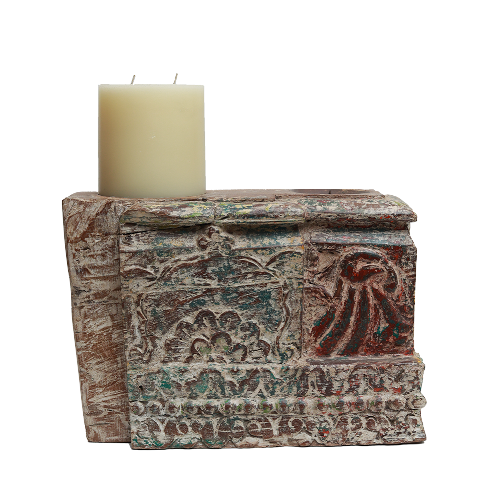 Nalanda Carved Candle Stand for 2
