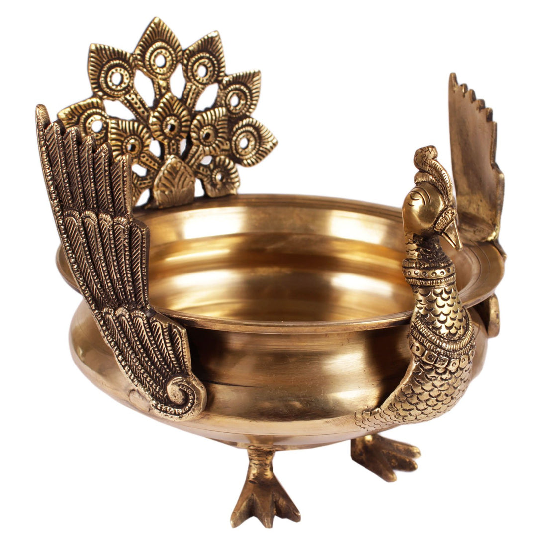 Peacock Urli - Large in Brass