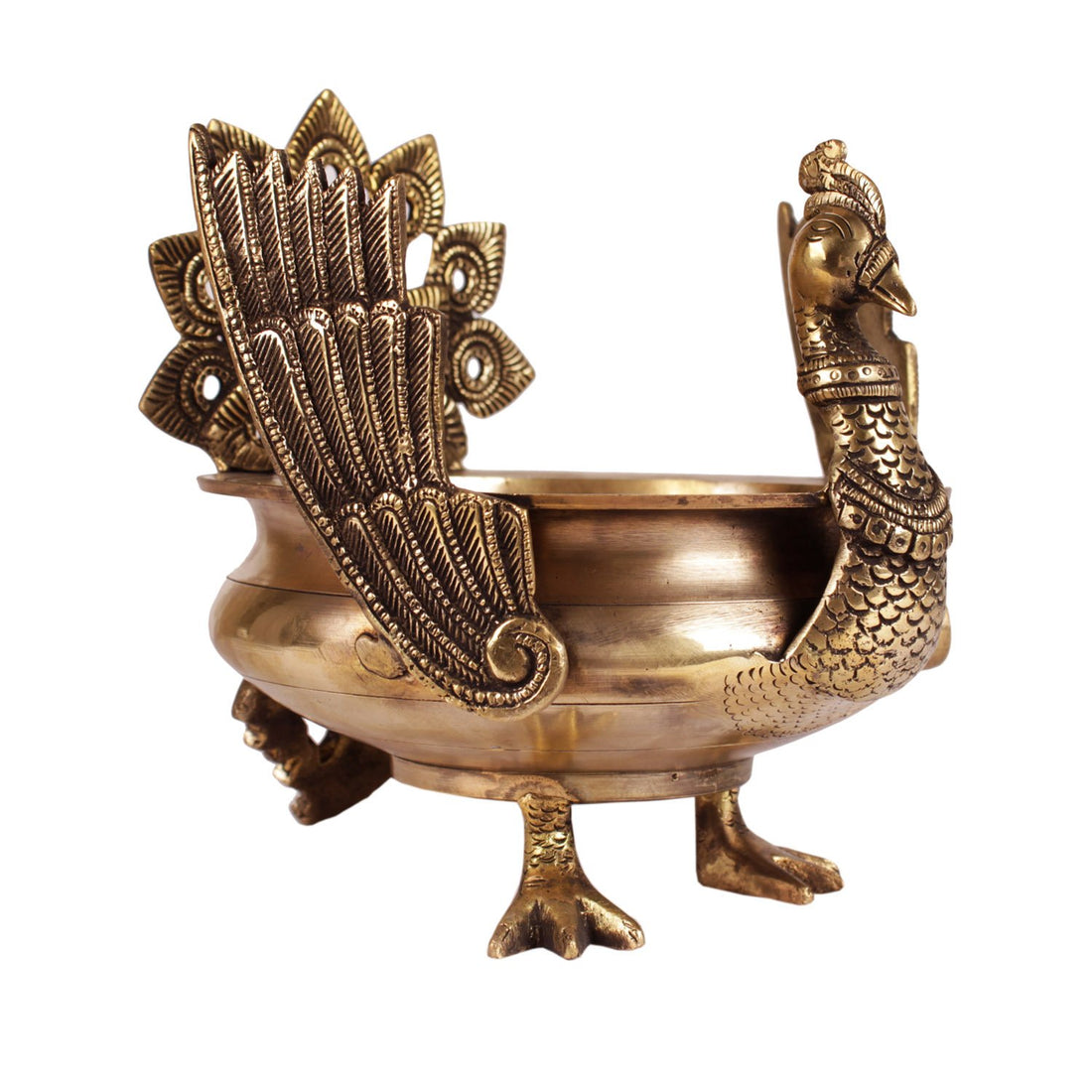 Peacock Urli - Small in Brass
