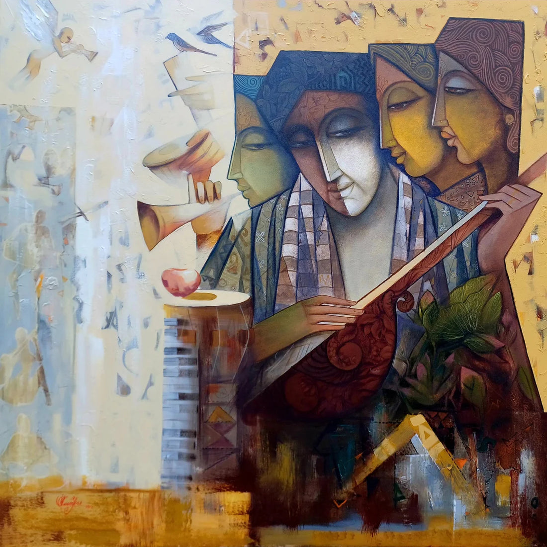 Indian Musician By Ramonkar – Acrylic on canvas