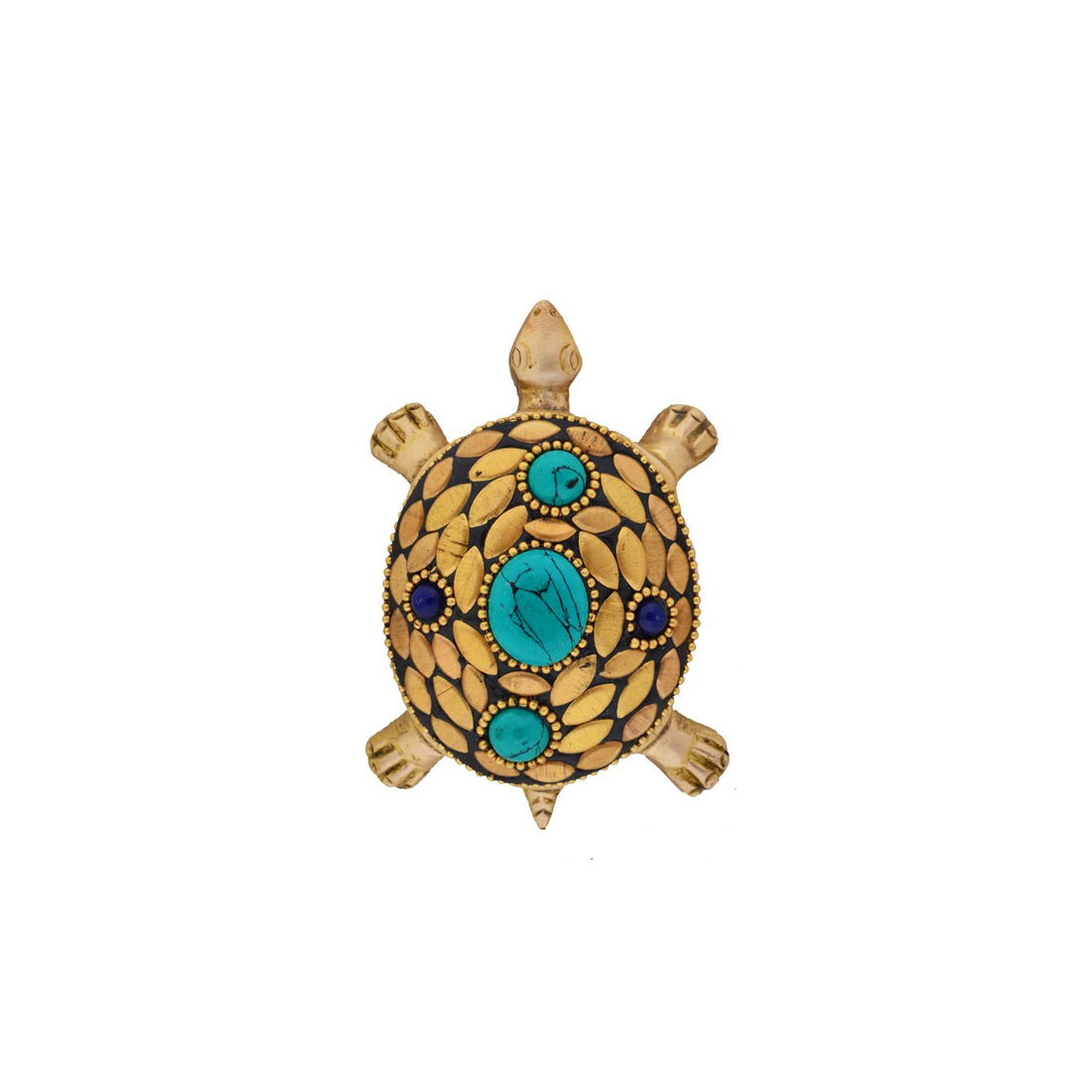 Tortoise With Laxmi Yantra - Multi Color in Brass