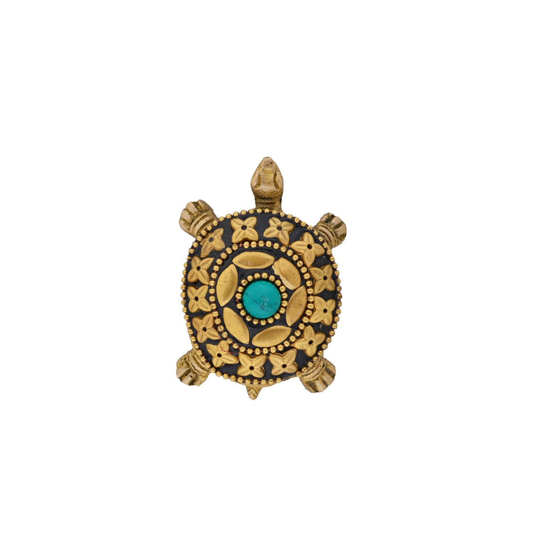 Tortoise With Laxmi Yantra – Multi Color  in Brass