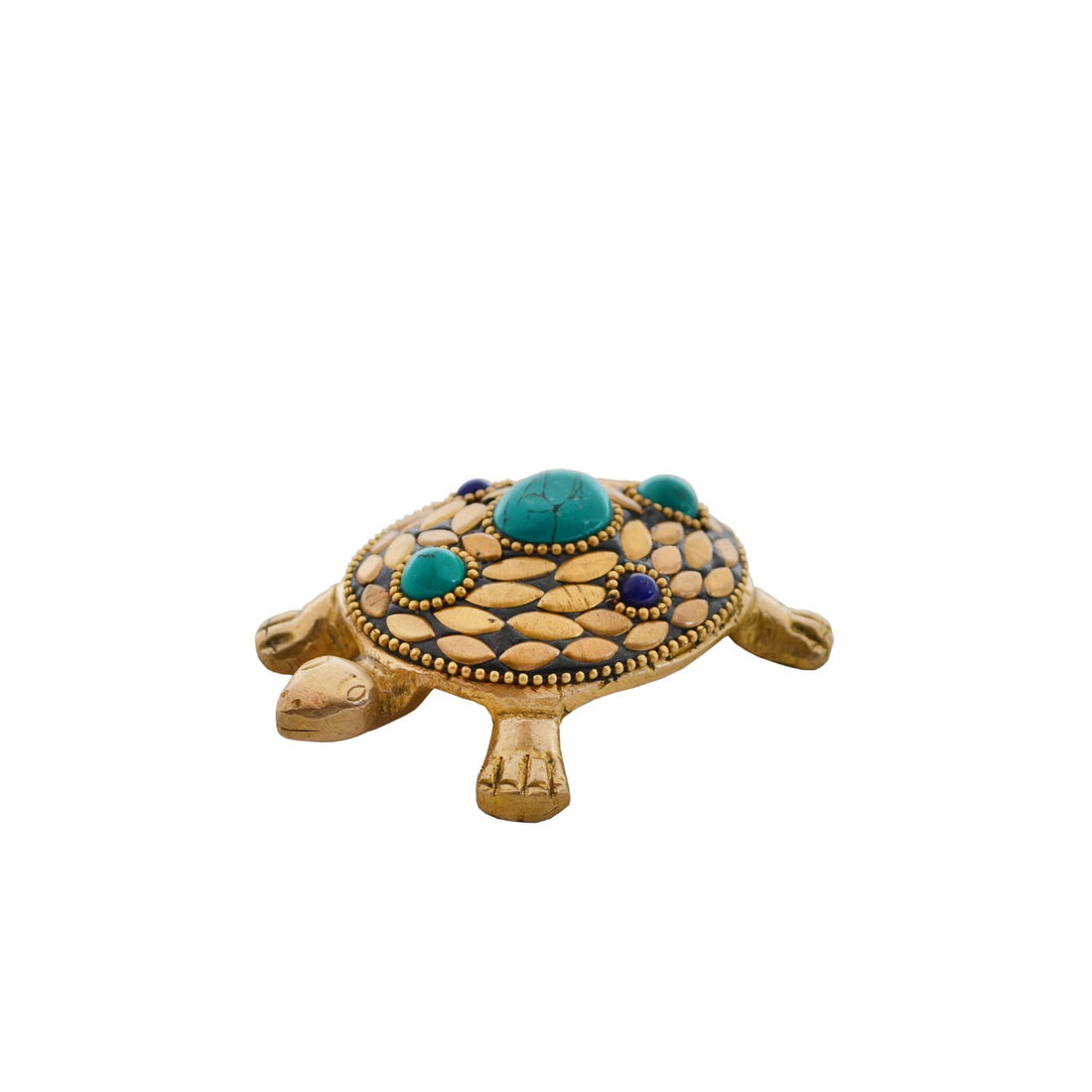 Tortoise With Laxmi Yantra - Multi Color in Brass