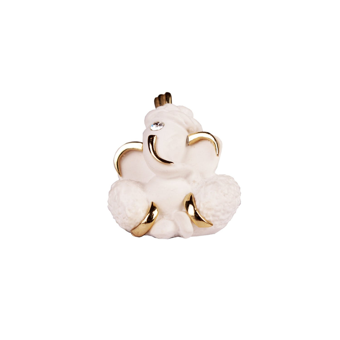 Minature Ganesh Idol - White in Resin and Gold Plated