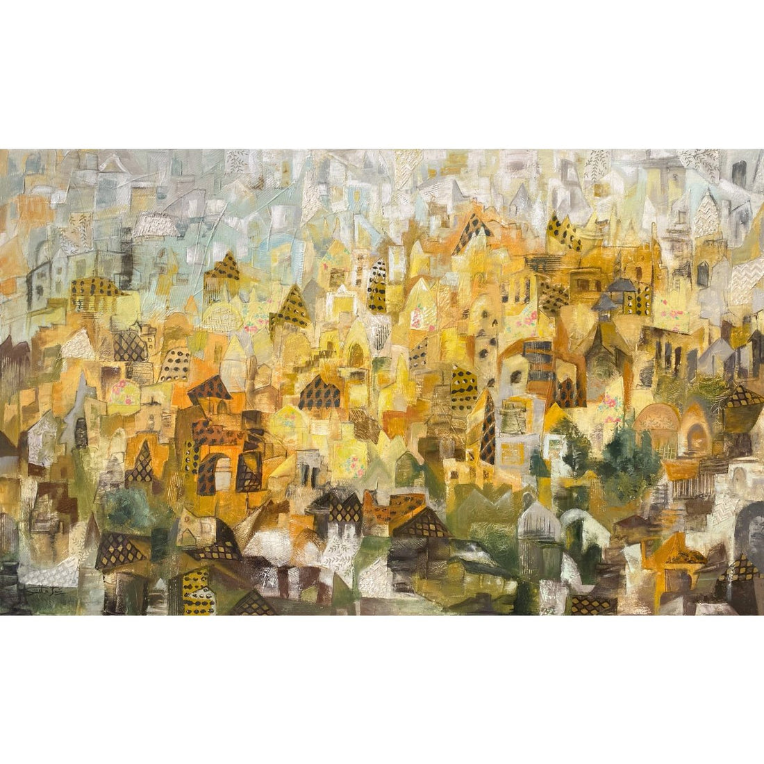 The Golden City  Painting By Smita Jain – Mixed media on canvas