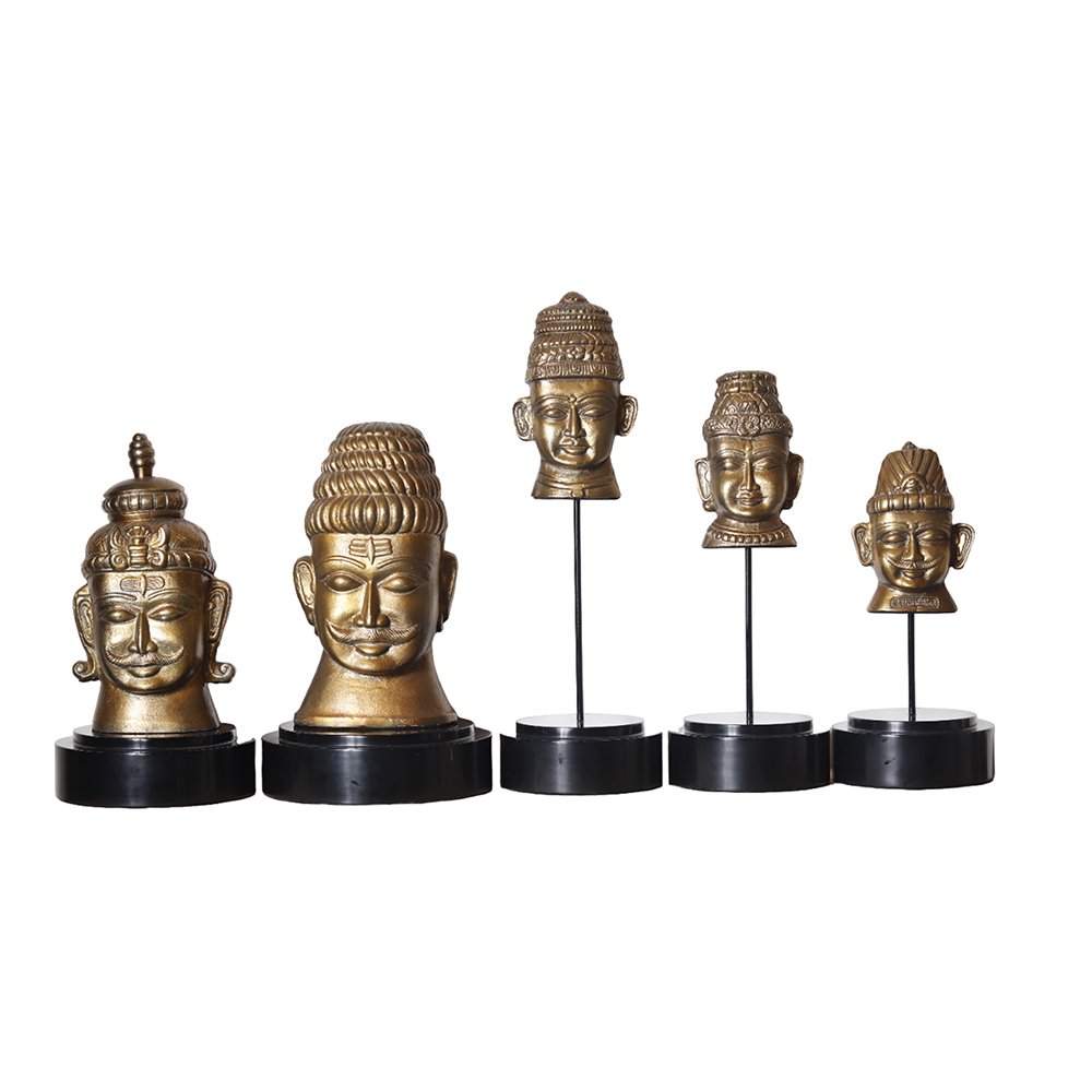 Shiva Faces - Gold and Black in Metal and Wood