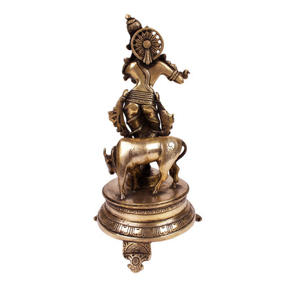 Krishna with Cow - Brass