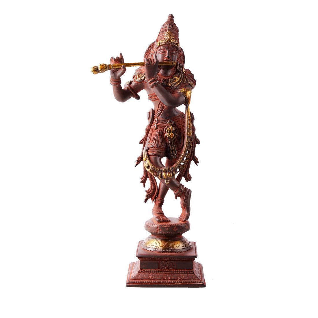 Krishna  Idol - Red in Brass