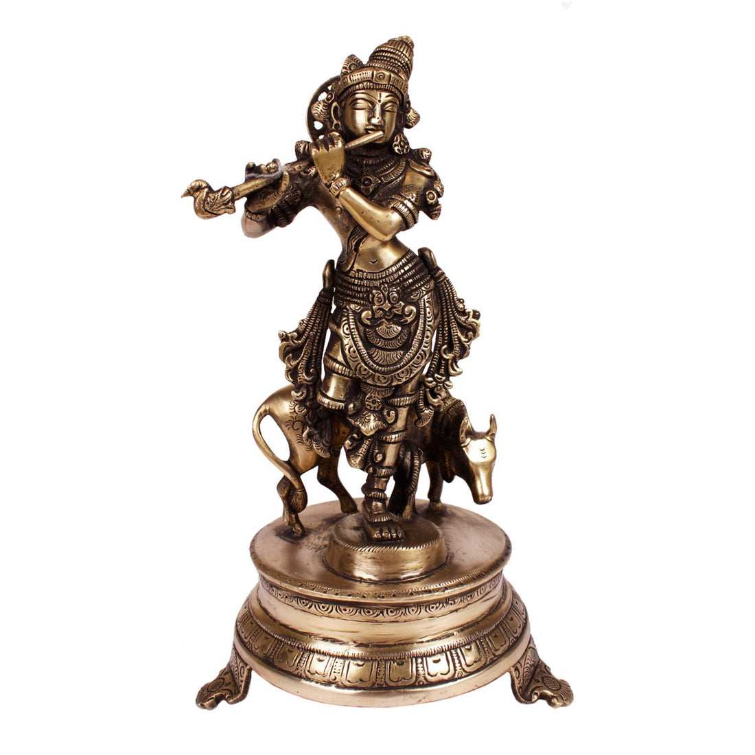 Krishna with Cow - Brass