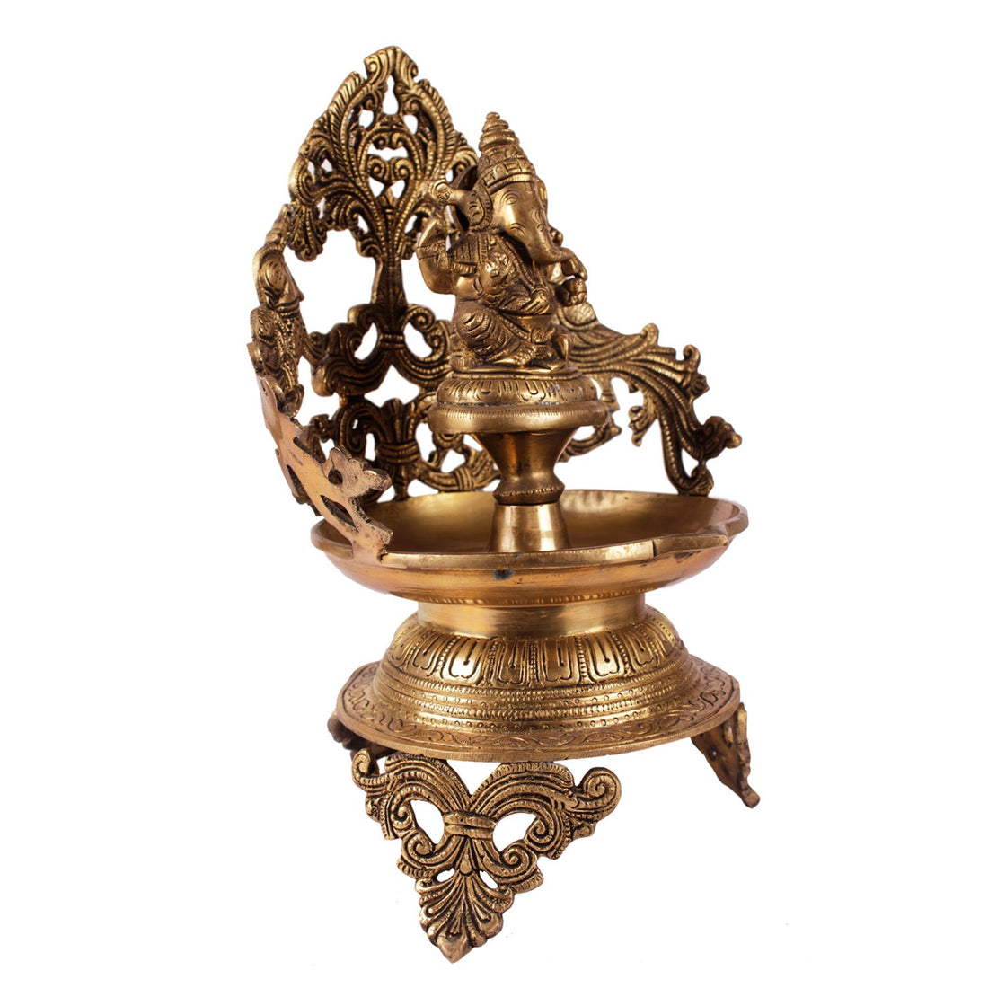 Ganpati Sparrow Urli - Brass