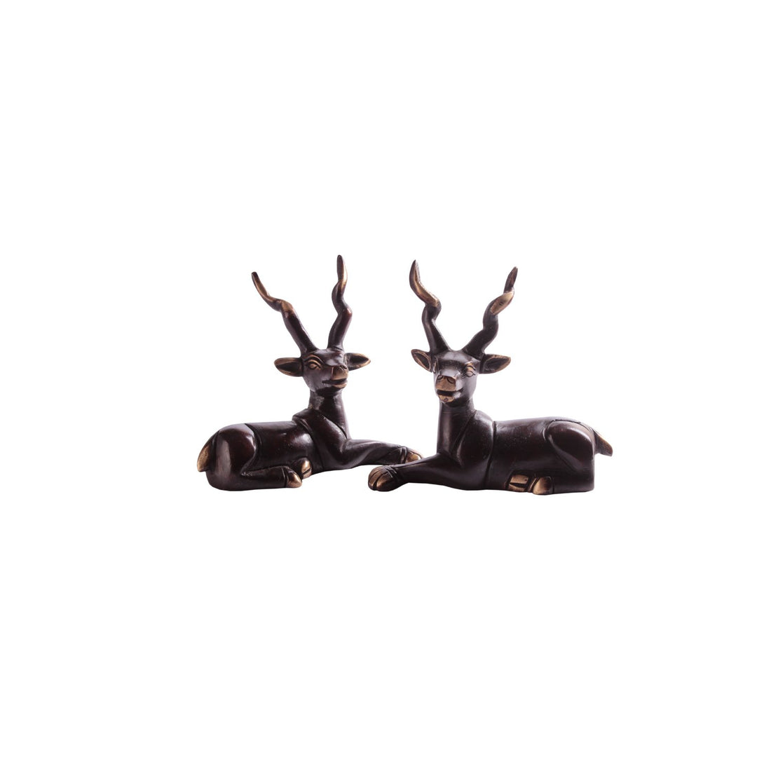 Sitting Deer - Set Of Two in Brass