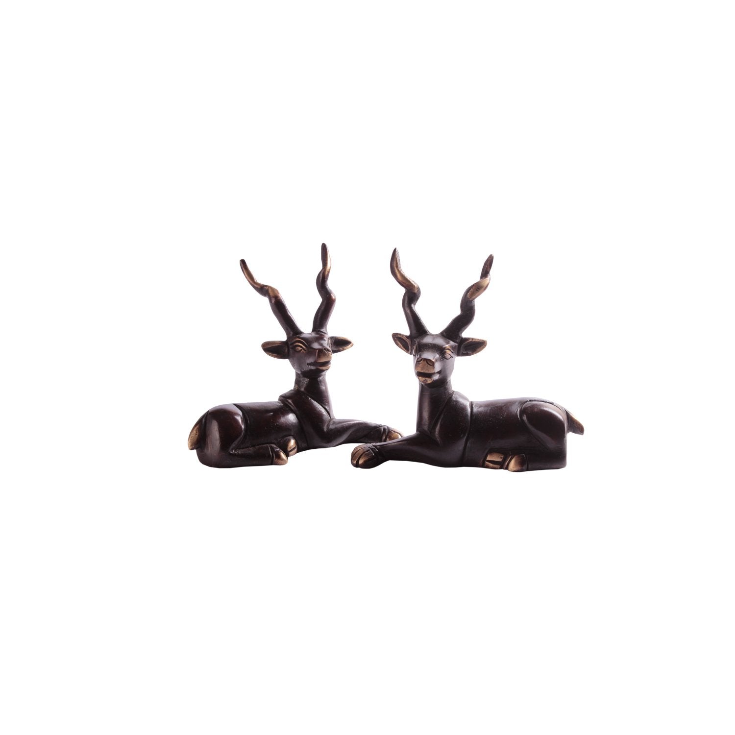 Sitting Deer - Set Of Two in Brass