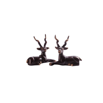 Sitting Deer - Set Of Two in Brass