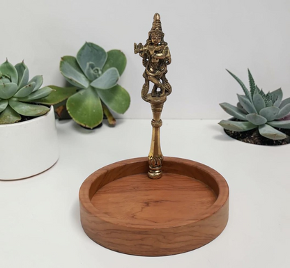 Krishna Platter -  Brass and Wood