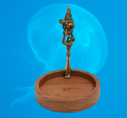 Krishna Platter -  Brass and Wood