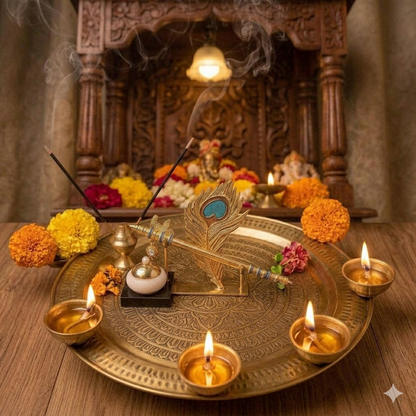 Krishna Bansuri Incense Holder - Resin and Gold Plated