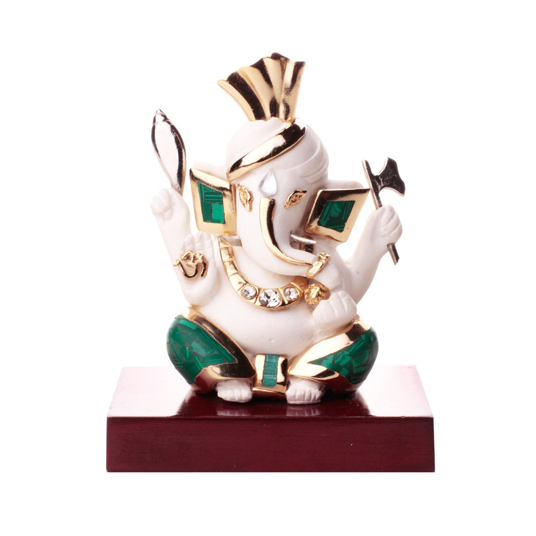 Pagdi Ganesha Idol - Turquoise in Resin and Gold Plated