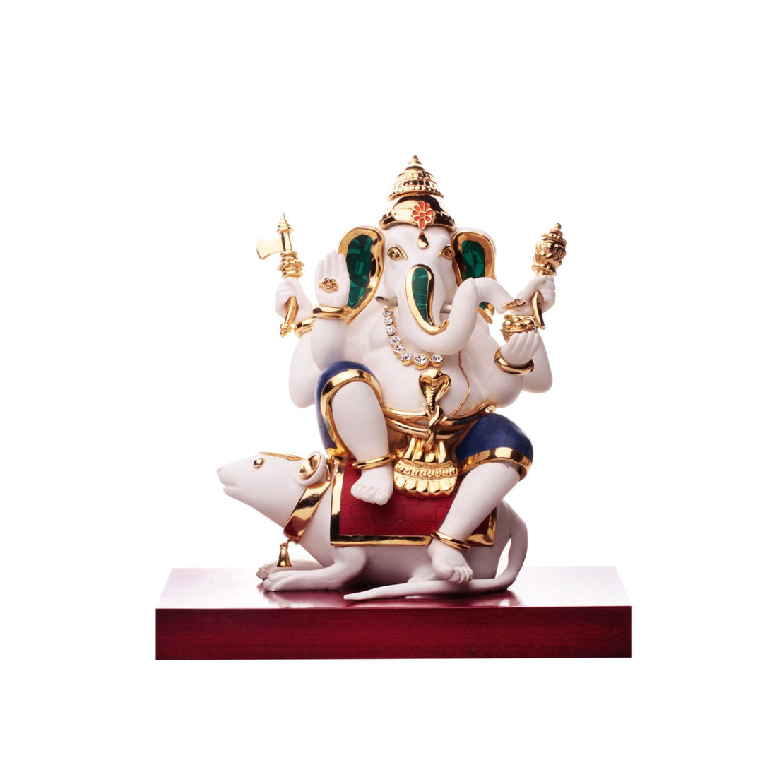 Vigneshwara Ganesh Idol -  White in  Mosaic and Gold Plated