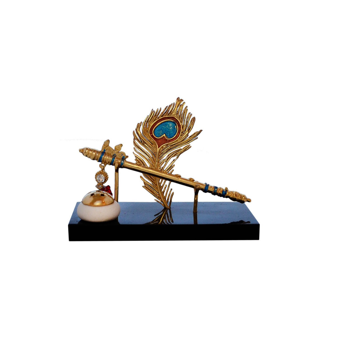 Krishna Bansuri Incense Holder - Resin and Gold Plated