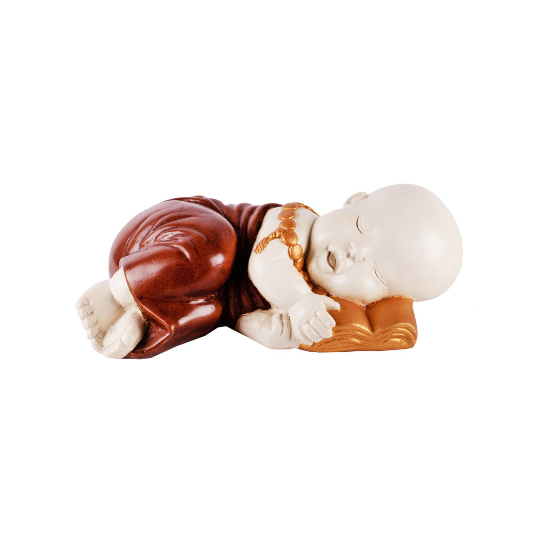 Sleeping Baby Monk - Large Brown in Composite Marble