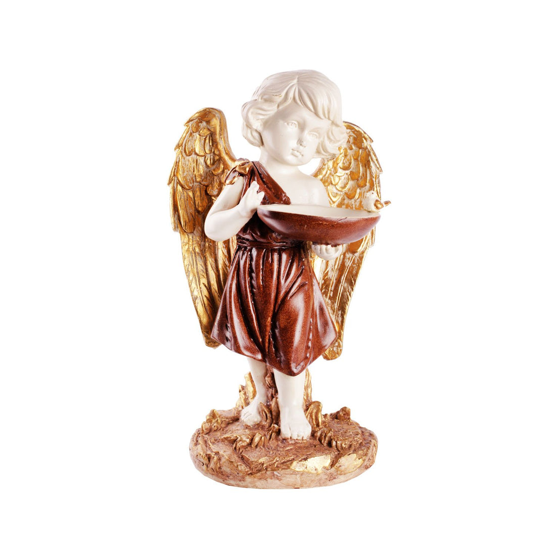 Garden Angel Standing - Brown in Composite Marble
