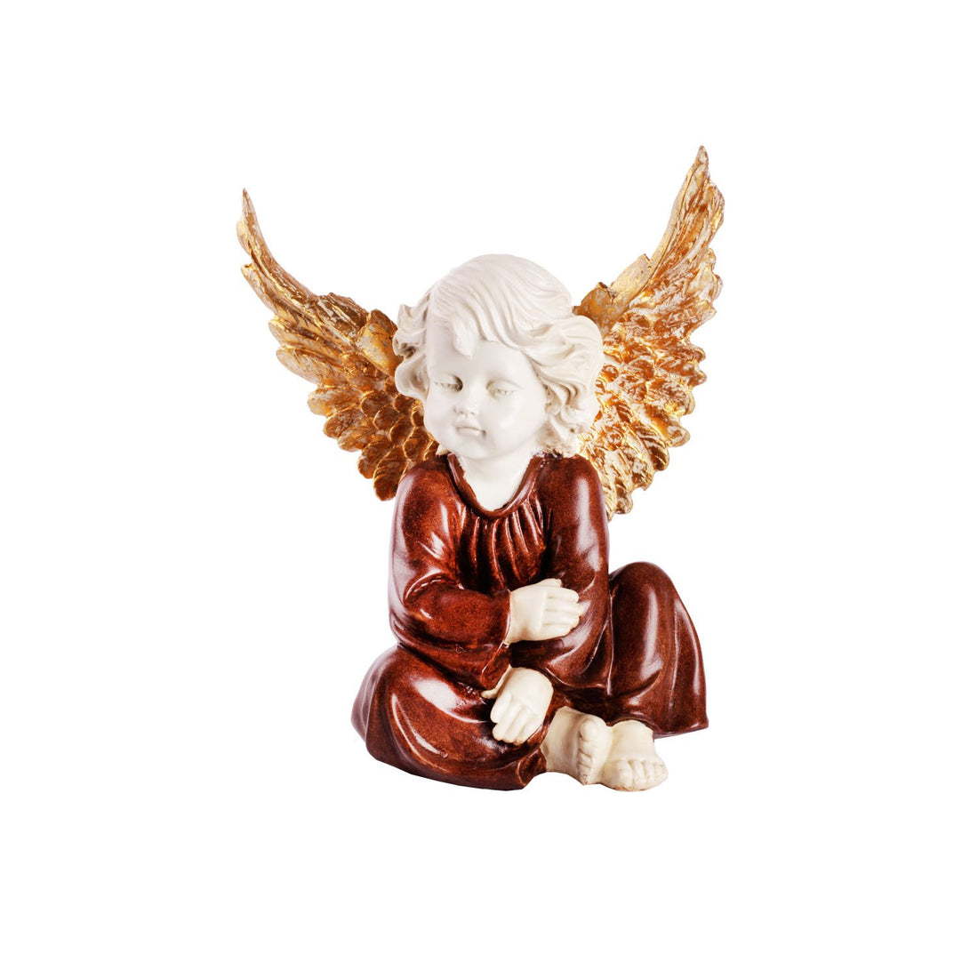 Garden Angel Seated - Brown in Composite Marble