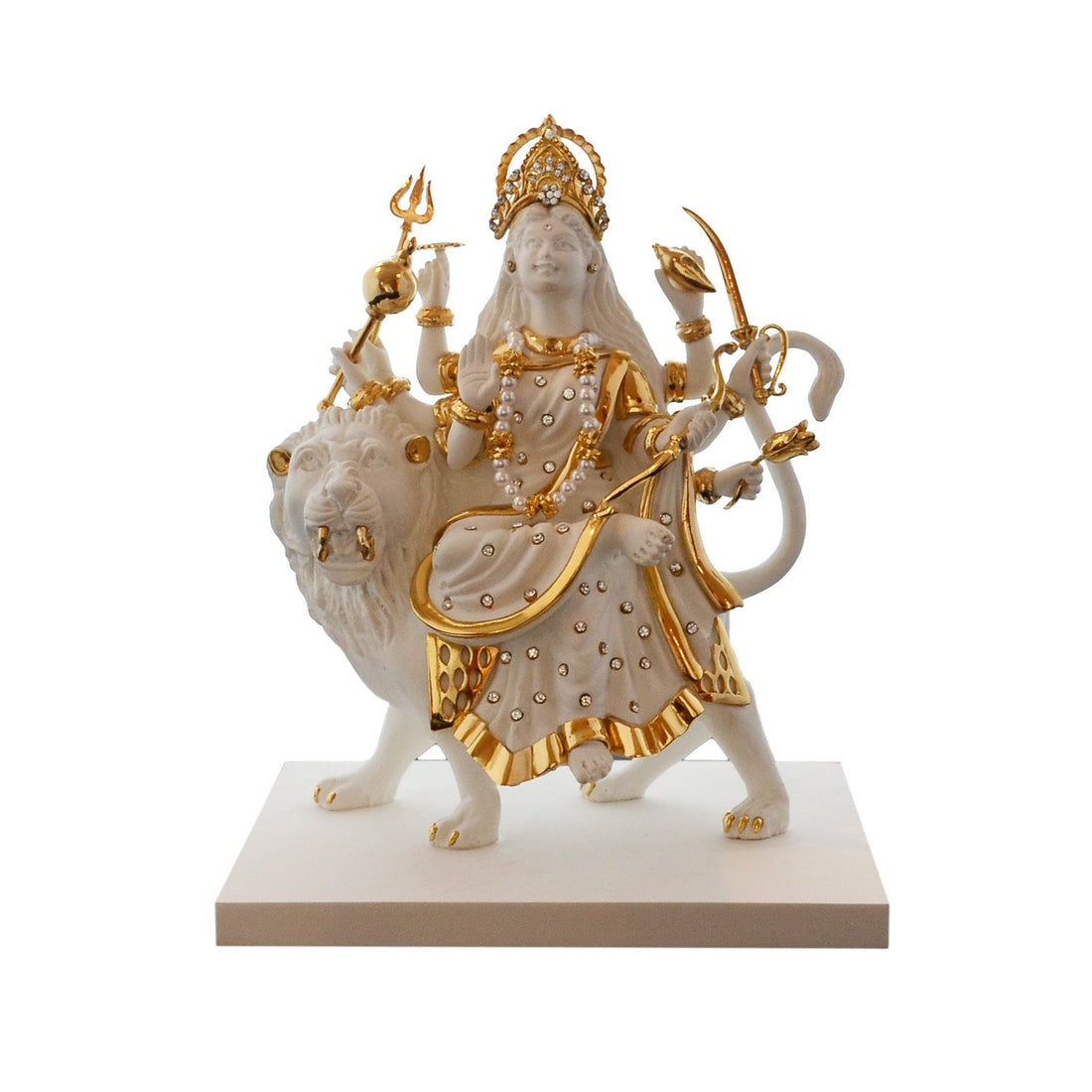 Sheravali Mata Idol -  White in Resin and Gold Plated