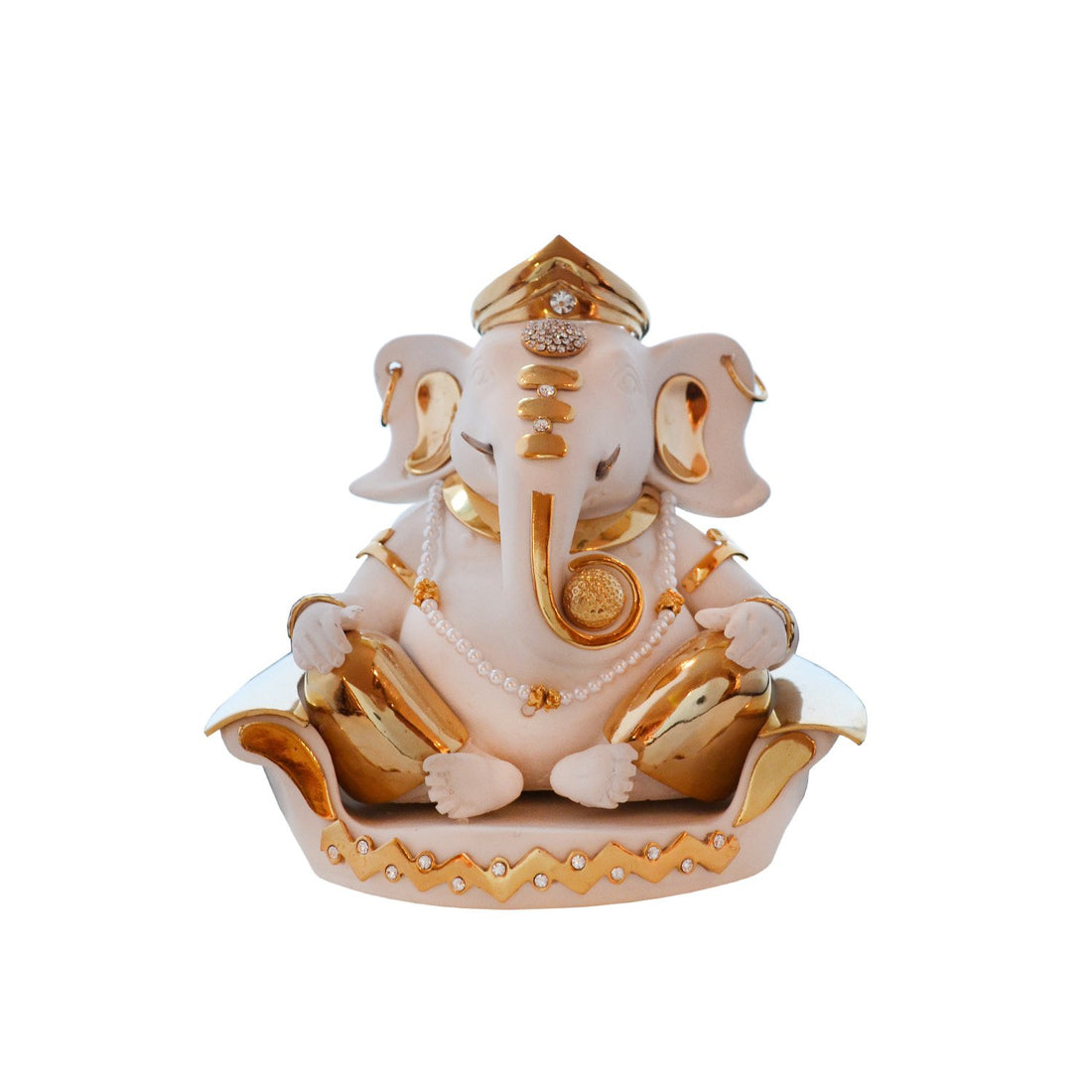 Ganesh Idol - White in Resin and Gold Plated