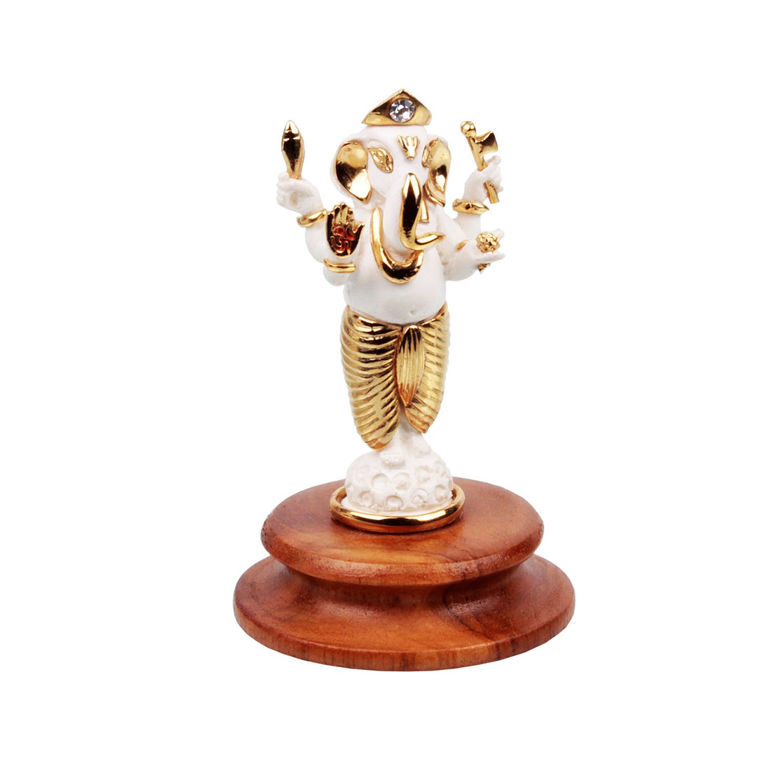 Vinayak Ganesh Idol - White in Resin and Gold Plated